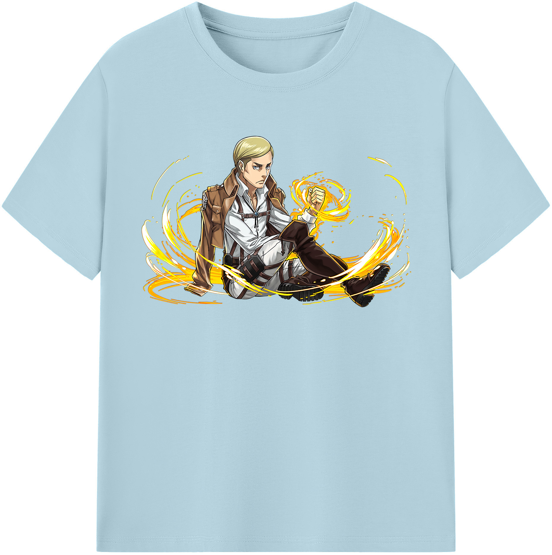 （画像用） 進撃の巨人 エルヴィン・スミス Attack on Titan Erwin Smith 綿100％半袖Tシャツ（フロントプリント）